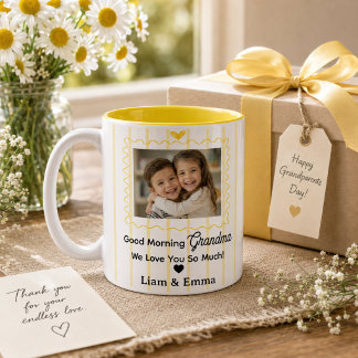 Personalisierter Oma-Becher mit Kinderfoto & Namen Zweifarbige Tasse