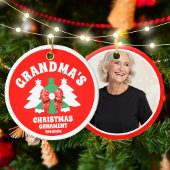 Personalisierter Oma-Foto-Weihnachtsbaum Keramik Ornament