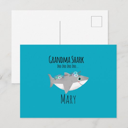 Personalisierter Oma-Hai Doo Doo Doo Postkarte (Vorne/Hinten)