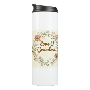 Personalisierter Oma individuell floraler Kranz Ge Thermosbecher
