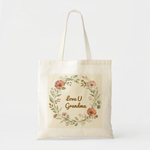 Personalisierter Oma individuell floraler Kranz Ge Tragetasche