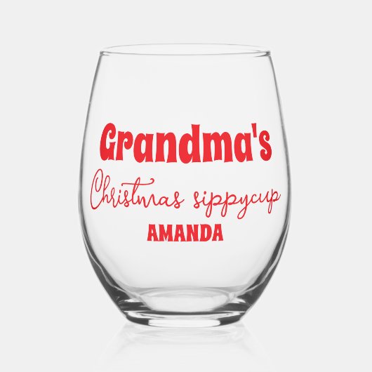 Personalisierter Oma-Weihnachtssipptopf Weinglas Ohne Stiel (Vorderseite)