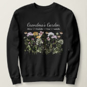 Personalisierter Oma-Wildblumengarten Schwarz Sweatshirt (Design vorne)