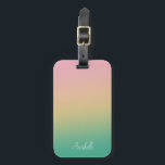 Personalisierter Ombre Gradient Aquamarin Peach Pi Gepäckanhänger<br><div class="desc">Sunny ombre Design in Sommer ästhetisch. Farbübergang mit weichem Farbverlauf. Dekorieren Sie Ihren Koffer mit diesem Sommer ombre Gepäckanhänger.</div>