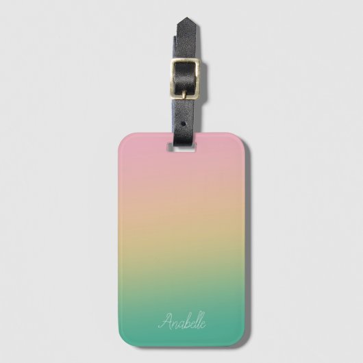 Personalisierter Ombre Gradient Aquamarin Peach Pi Gepäckanhänger (Vorderseite Vertikal)