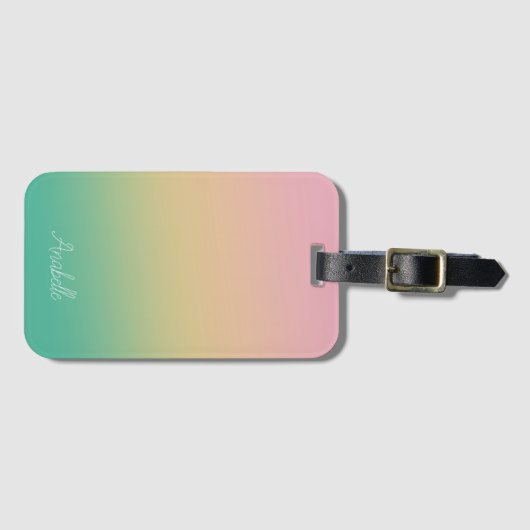 Personalisierter Ombre Gradient Aquamarin Peach Pi Gepäckanhänger (Vorderseite (Horizontal))
