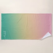 Personalisierter Ombre Gradient Aquamarin Peach Pi Strandtuch (Vorderseite)