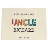 Personalisierter Onkel Retro Bester Onkel je Niedl Große Geschenktüte (Vorderseite)