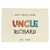 Personalisierter Onkel Retro Bester Onkel je Niedl Große Geschenktüte (Rückseite)