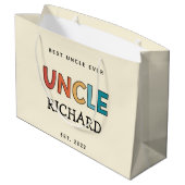 Personalisierter Onkel Retro Bester Onkel je Niedl Große Geschenktüte (Rückseite Schrägansicht)