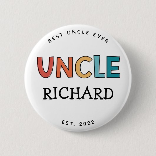 Personalisierter Onkel Retro Geschenk Bester Onkel Button (Vorderseite)