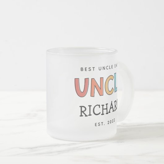 Personalisierter Onkel Retro Geschenk Bester Onkel Mattglastasse (VorderseiteRechts)