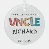 Personalisierter Onkel Retro Geschenk Bester Onkel Ornament Aus Glas (Vorderseite)