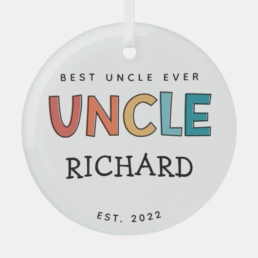 Personalisierter Onkel Retro Geschenk Bester Onkel Ornament Aus Glas (Vorderseite)