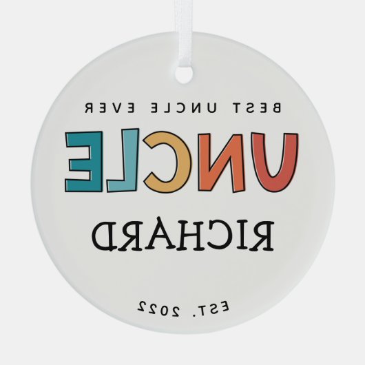 Personalisierter Onkel Retro Geschenk Bester Onkel Ornament Aus Glas (Rückseite)