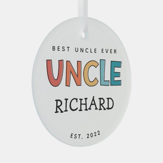 Personalisierter Onkel Retro Geschenk Bester Onkel Ornament Aus Glas (Vorderseite Rechts)
