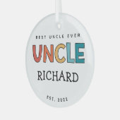 Personalisierter Onkel Retro Geschenk Bester Onkel Ornament Aus Glas (Vorderseite links)