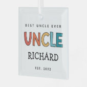 Personalisierter Onkel Retro Geschenk Bester Onkel Ornament Aus Glas (Vorderseite links)