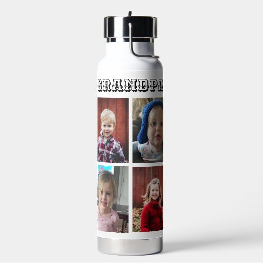 Personalisierter Opa | Enkelkinder Fotos Trinkflasche (Links)