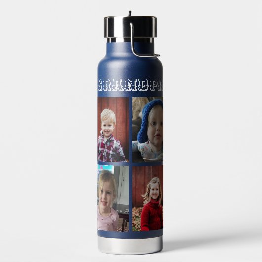 Personalisierter Opa | Enkelkinder Fotos Trinkflasche (Links)