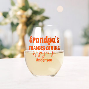 Personalisierter Opa-Erntedank-Sippy-Cup Weinglas Ohne Stiel