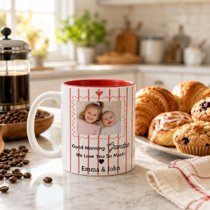 Personalisierter Opa-Fotobecher von den Enkelkinde Zweifarbige Tasse