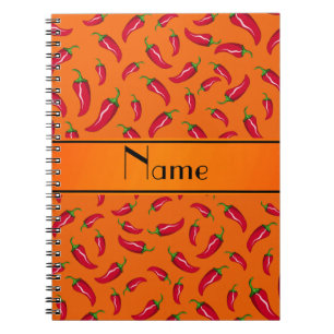 Personalisierter orange Chilinamenspfeffer Notizblock