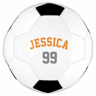 Personalisierter Orange Grauer Name Nummer Minimal Fußball