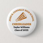 Personalisierter Orange High School Cheerleader Button (Vorderseite)