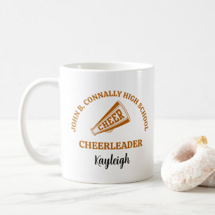 Personalisierter Orange High School Cheerleader Kaffeetasse