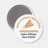 Personalisierter Orange High School Cheerleader Magnet (Vorderseite/Rückseite)