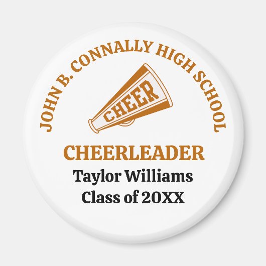 Personalisierter Orange High School Cheerleader Magnet (Vorne)
