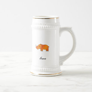 Personalisierter orange Namensrhino Bierglas