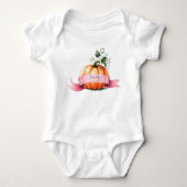 Personalisierter Orange & Pink Pumpkin Baby Strampler (Vorderseite)