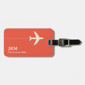 Personalisierter Orange-Red-Flugreisender Gepäckanhänger (Vorderseite horizontal)