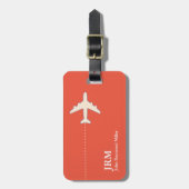 Personalisierter Orange-Red-Flugreisender Gepäckanhänger (Vorderseite vertikal)
