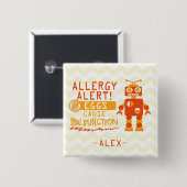 Personalisierter orange Roboter-Ei-Allergie-Alarm Button (Vorne & Hinten)