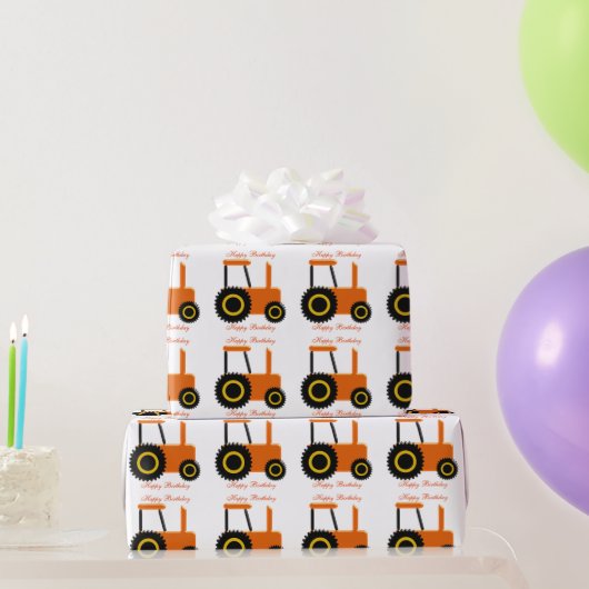 Personalisierter orange Traktor-Geburtstag Geschenkpapier (Partygeschenke)