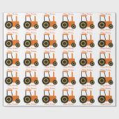 Personalisierter orange Traktor-Geburtstag Geschenkpapier (Flach)