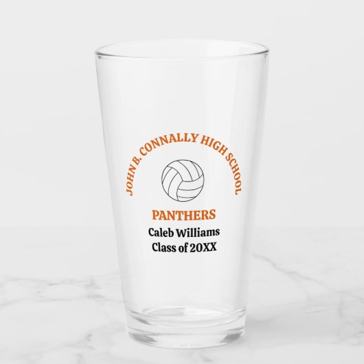 Personalisierter Orange-Volleyballspieler-Team Glas (Vorderseite)