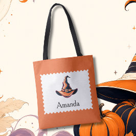 Personalisierter orangefarbener Hexenhut Tasche