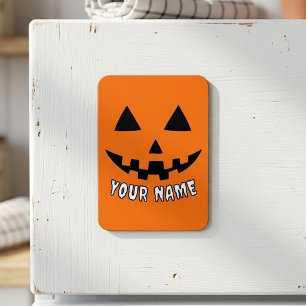 Personalisierter orangefarbener Kürbis Halloween D Magnet