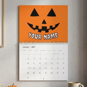 Personalisierter orangefarbener Kürbis Halloween I Kalender