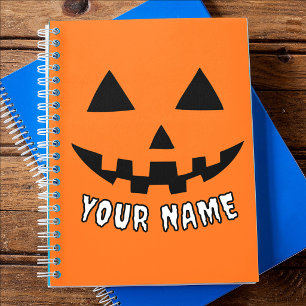 Personalisierter orangefarbener Kürbis Halloween I Notizblock