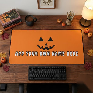 Personalisierter orangefarbener Kürbis Halloween I Schreibtischunterlage