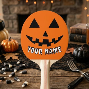 Personalisierter orangefarbener Kürbis Halloween I Tischtennis Schläger