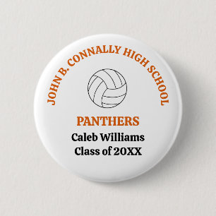 Personalisierter orangefarbener Volleyballspieler Button