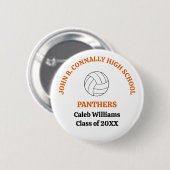 Personalisierter orangefarbener Volleyballspieler Button (Vorne & Hinten)