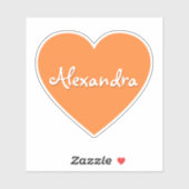 Personalisierter Orangenherz Aufkleber (Blatt)