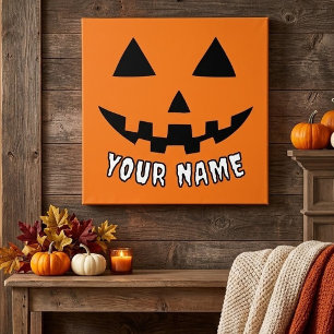 Personalisierter Oranger Kürbis Halloween Dein Nam Fotodruck